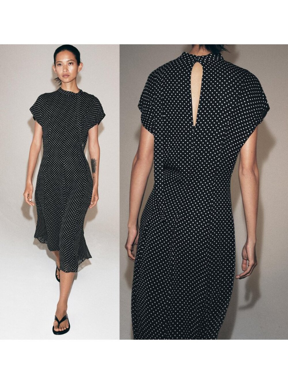 NEW ZARA polka dot midi dress 4437